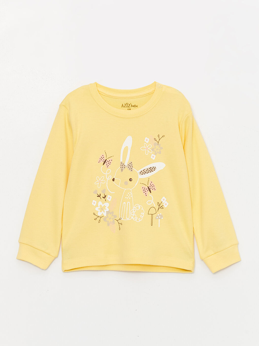 Sarı Bisiklet Yaka Baskılı Kız Bebek Pijama Takımı-1