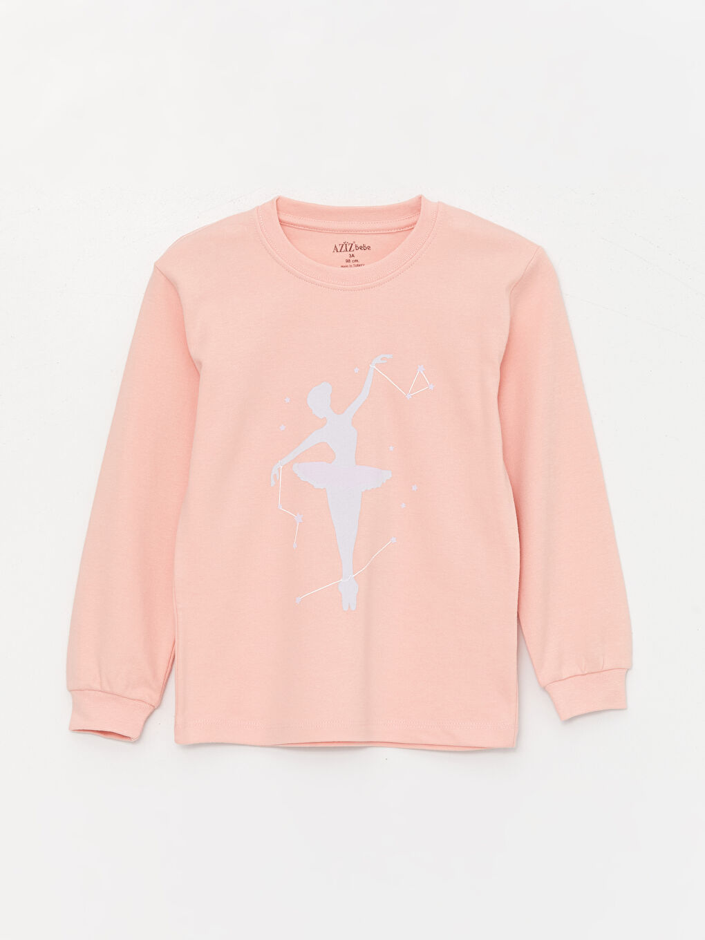 Pembe Bisiklet Yaka Baskılı Kız Bebek Pijama Takımı-1