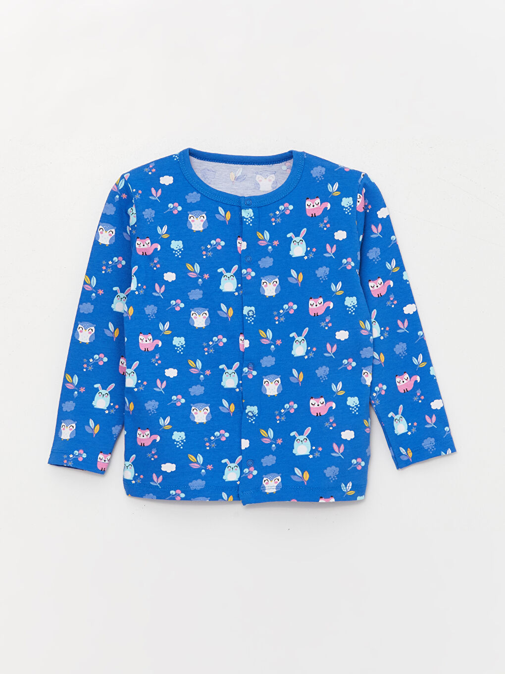 Mavi Bisiklet Yaka Baskılı Kız Bebek Pijama Takımı-1