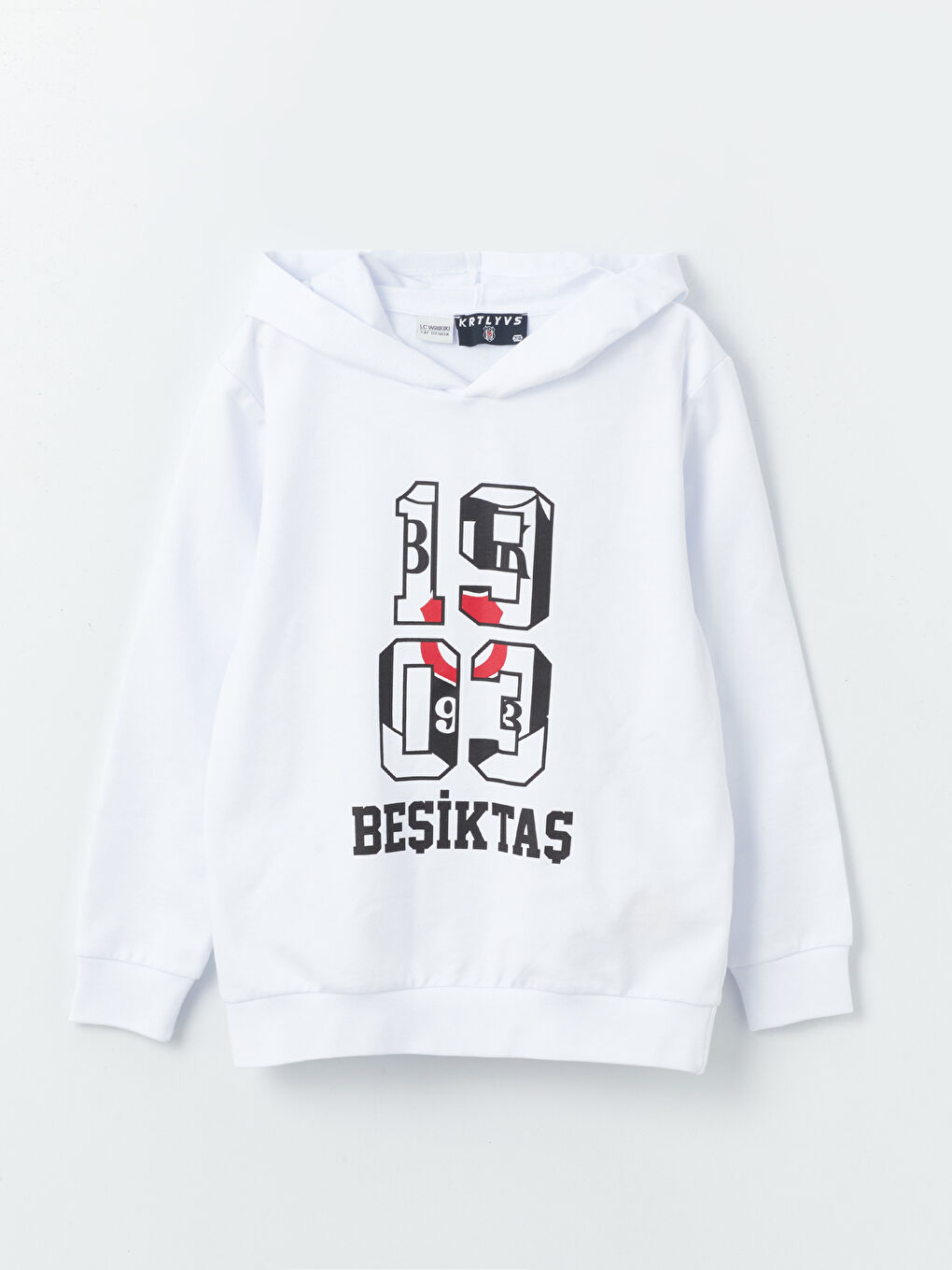 LCW Kids Beyaz Beşiktaş Baskılı Uzun Kollu Erkek Çocuk Hoodie