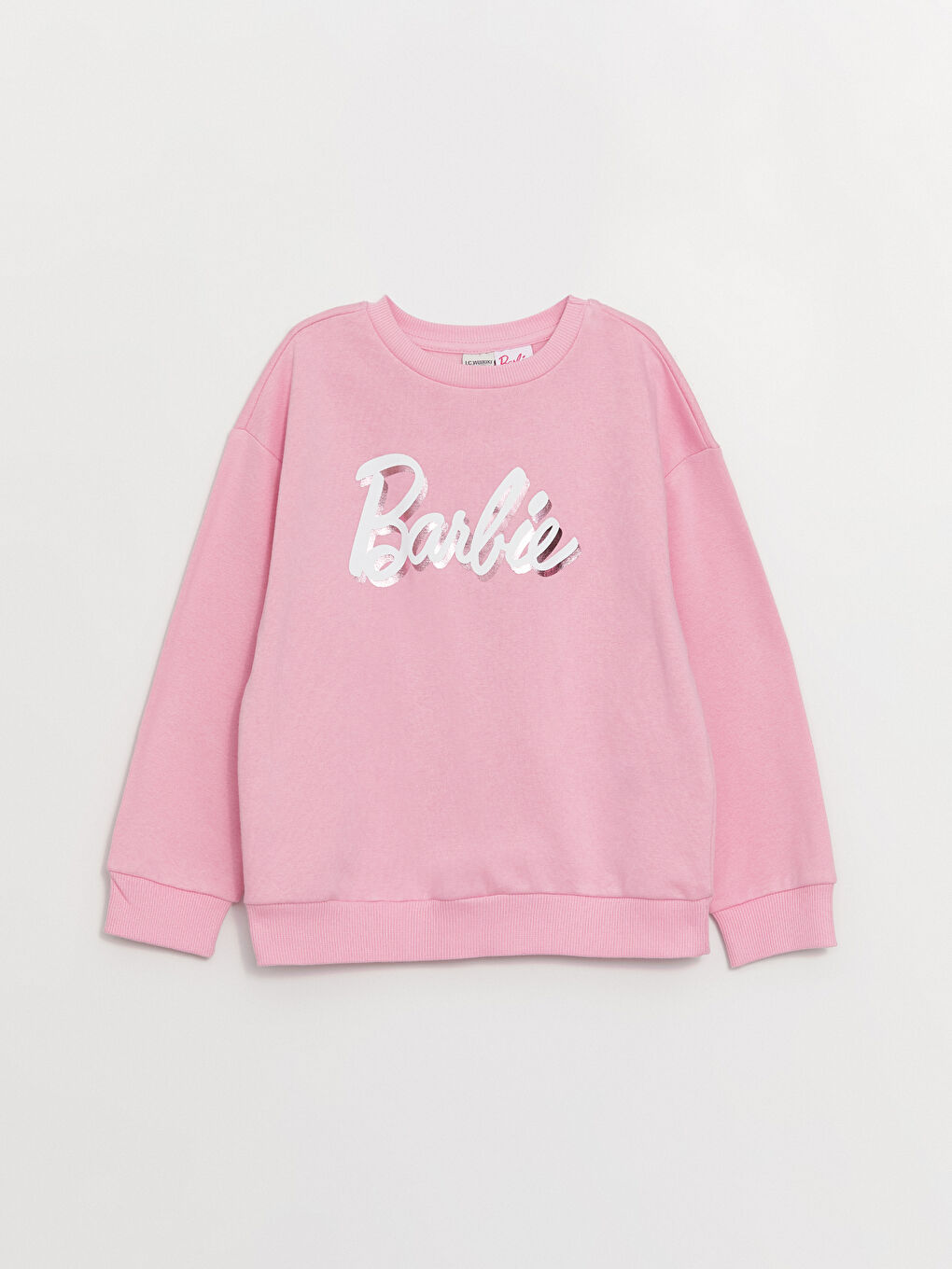 LCW Kids Pembe Leylak Bisiklet Yaka Barbie Baskılı Uzun Kollu Kız Çocuk Sweatshirt - 3