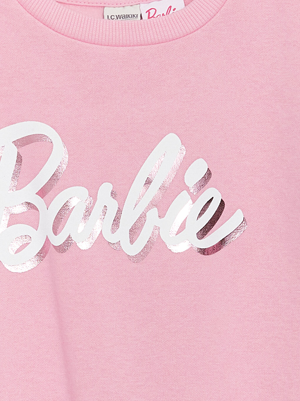 LCW Kids Pembe Leylak Bisiklet Yaka Barbie Baskılı Uzun Kollu Kız Çocuk Sweatshirt - 5