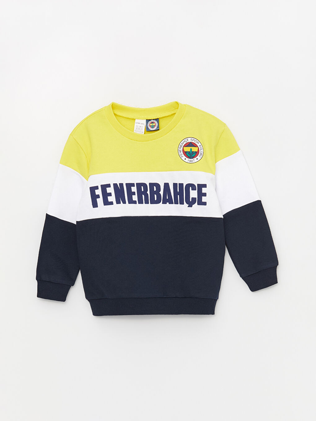 Sarı Bisiklet Yaka Uzun Kollu Fenerbahçe Baskılı Erkek Bebek Sweatshirt