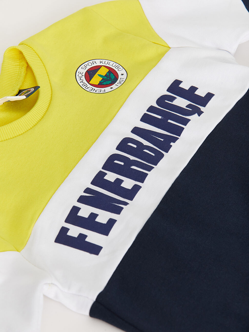 Sarı Bisiklet Yaka Uzun Kollu Fenerbahçe Baskılı Erkek Bebek Sweatshirt-2