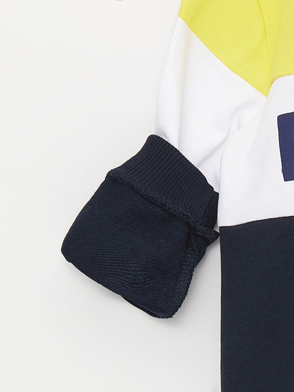 Sarı Bisiklet Yaka Uzun Kollu Fenerbahçe Baskılı Erkek Bebek Sweatshirt-3