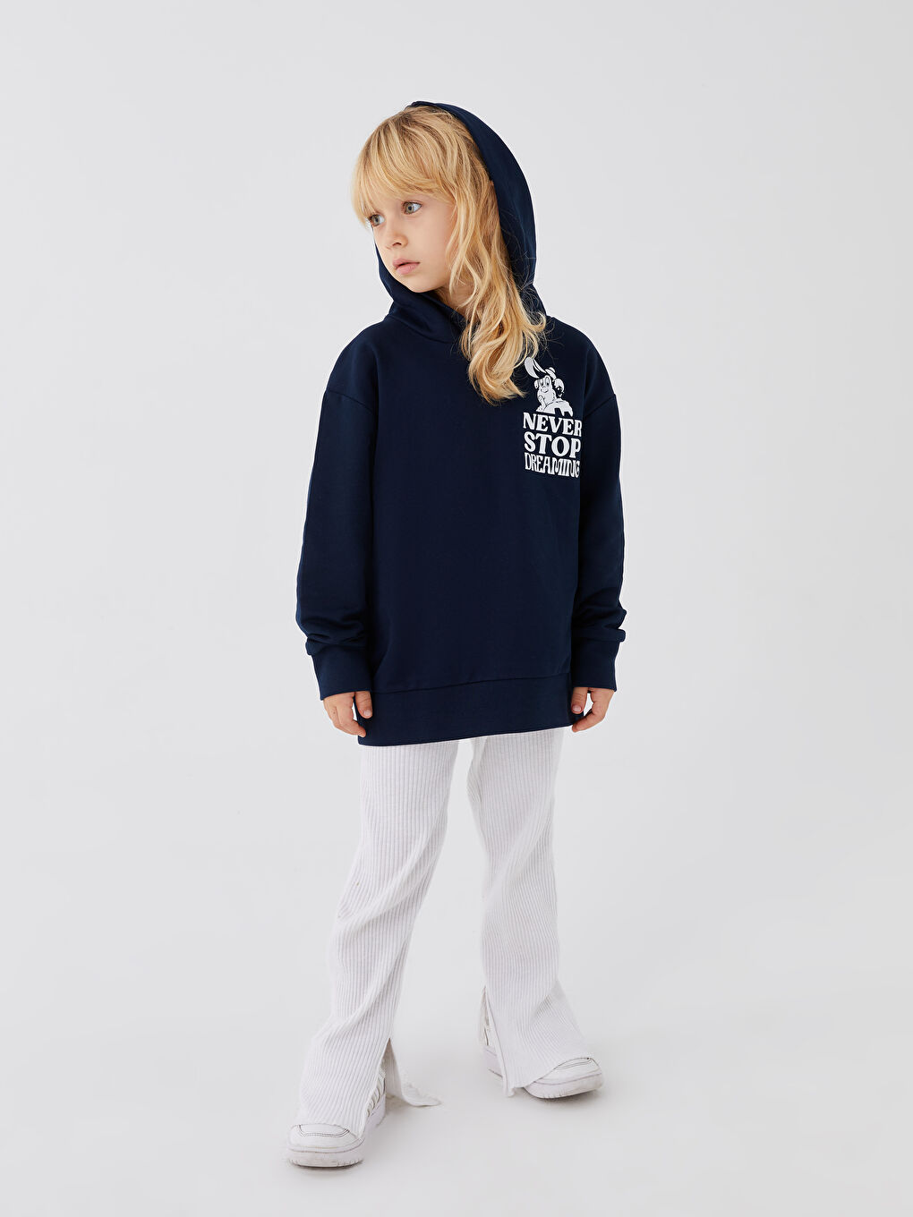 LCW Kids Yeni Lacivert Kapüşonlu Nostaljik Maymun Baskılı Uzun Kollu Unisex Çocuk Sweatshirt - 3