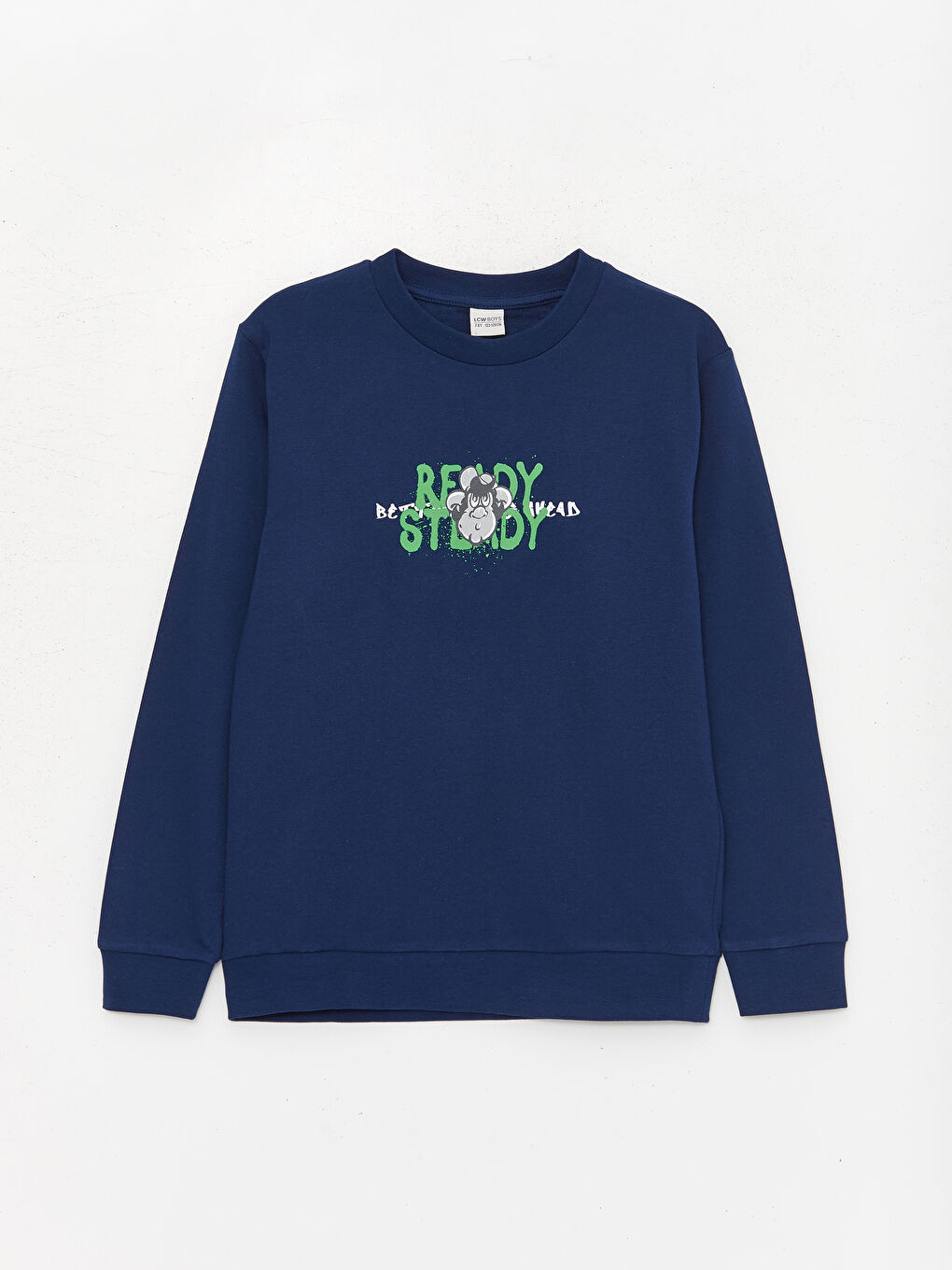 LCW Kids Lacivert Bisiklet Yaka Nostaljik Maymun Baskılı Uzun Kollu Erkek Çocuk Sweatshirt - 6