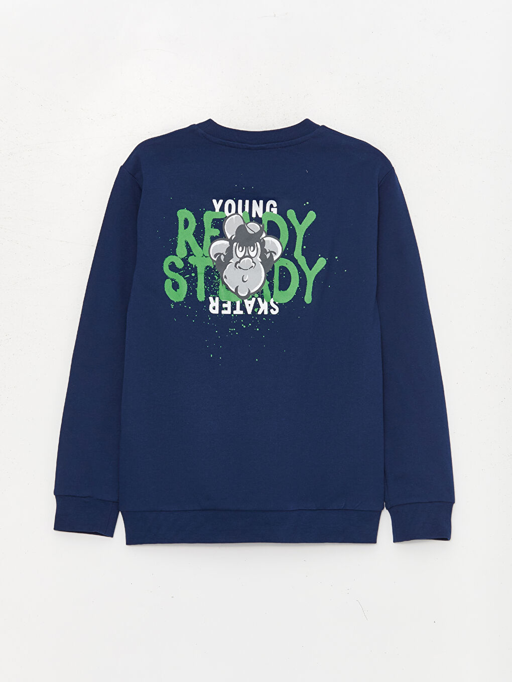 LCW Kids Lacivert Bisiklet Yaka Nostaljik Maymun Baskılı Uzun Kollu Erkek Çocuk Sweatshirt - 7