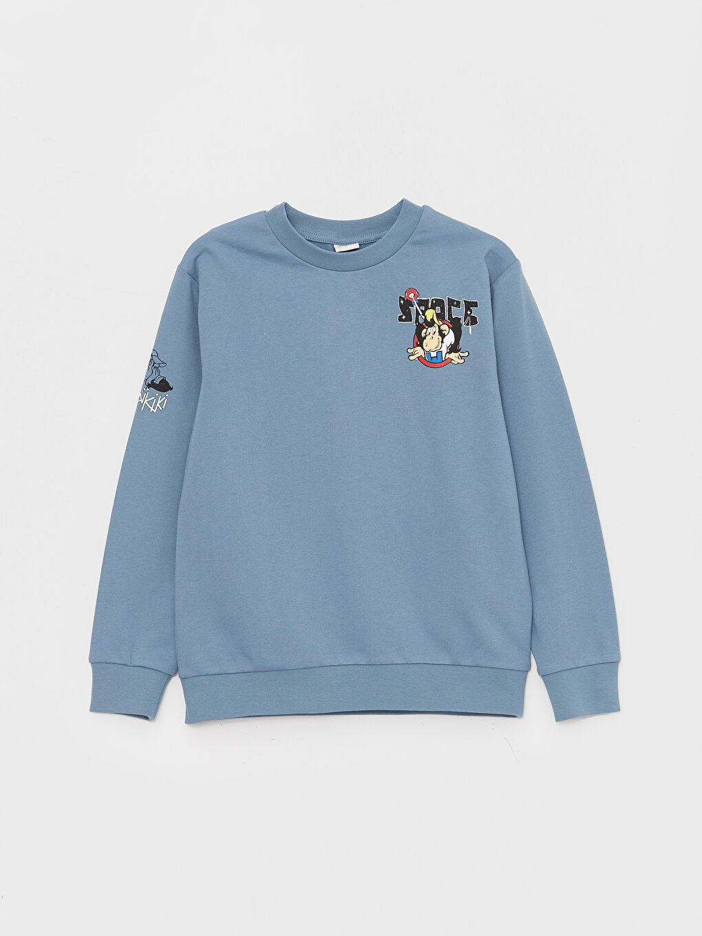 LCW Kids Crew Neck Nostalgic Monkey Printed Long Sleeve Boy Sweatshirt -W3I907Z4-R2T