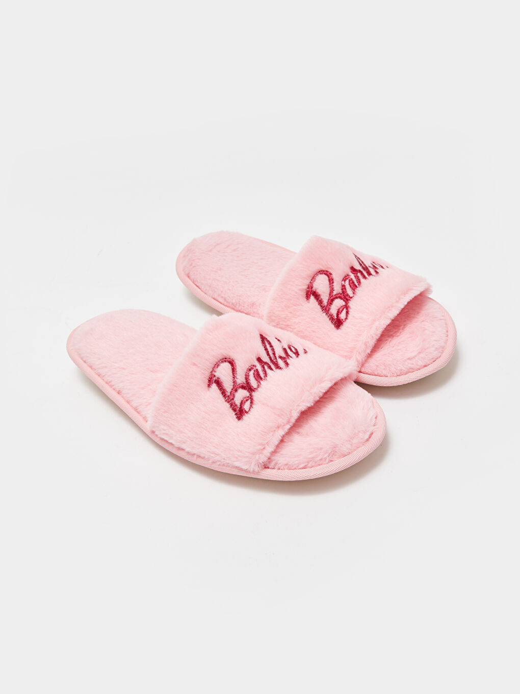 Pembe Barbie Nakışlı Pelüş Kadın Ev Terliği