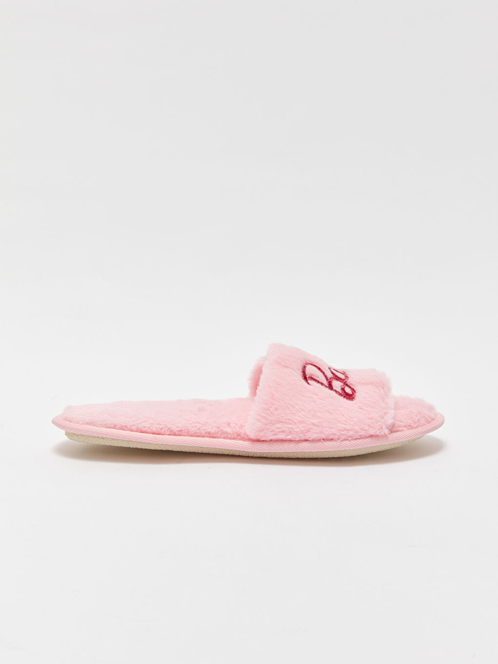 Pembe Barbie Nakışlı Pelüş Kadın Ev Terliği-1