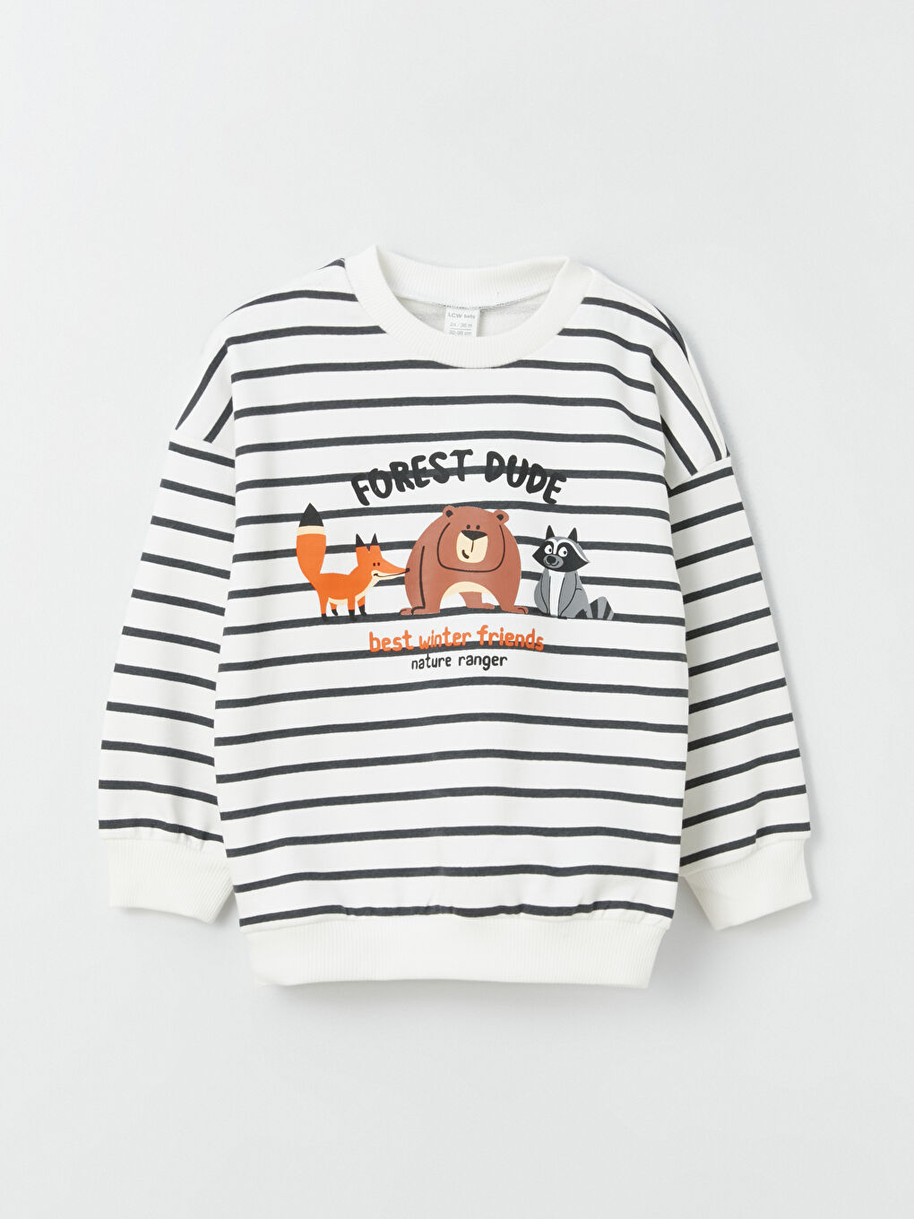 Ekru Bisiklet Yaka Uzun Kollu Erkek Bebek Sweatshirt ve Eşofman Alt 2'li Takım-1