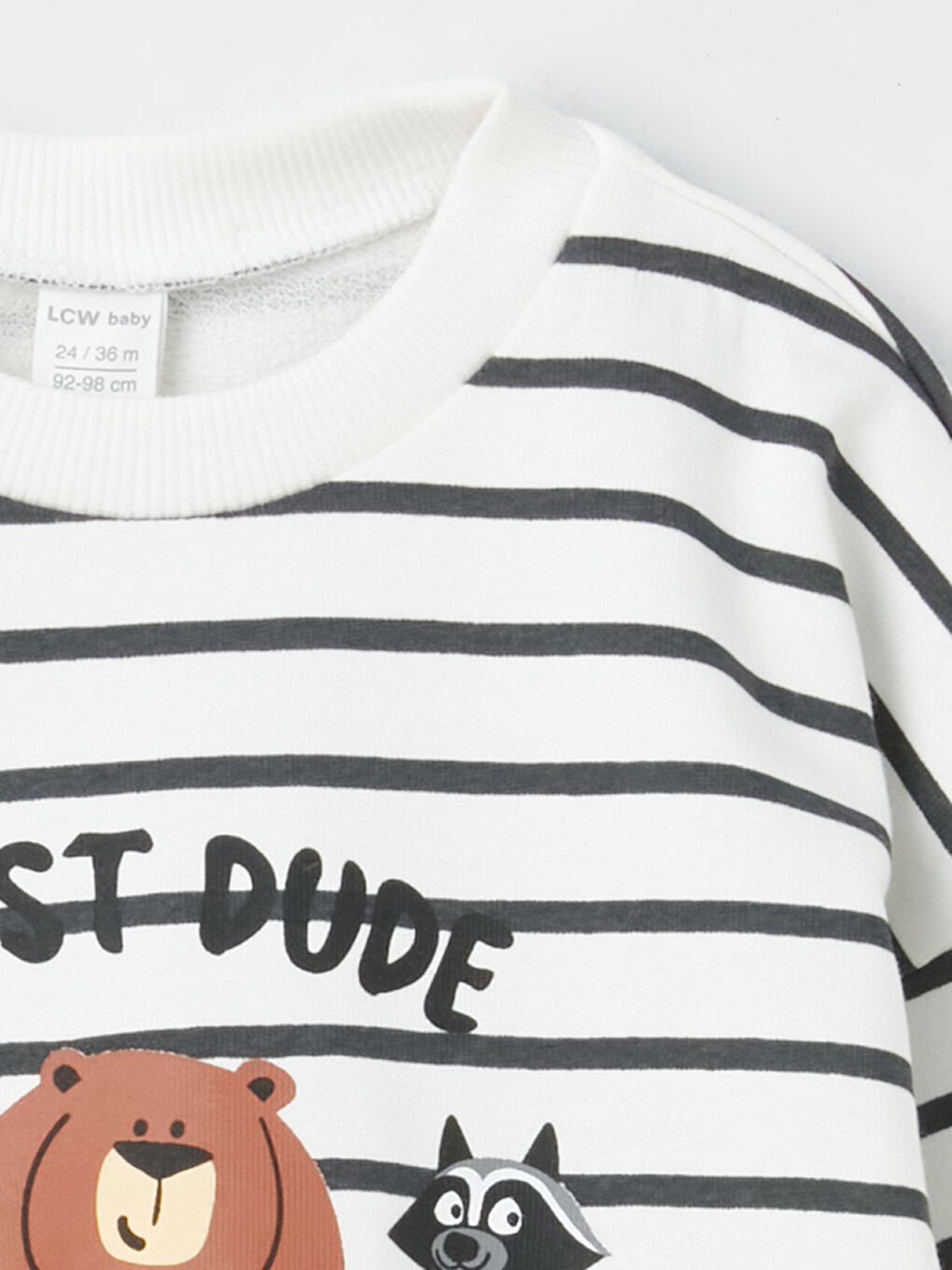 Ekru Bisiklet Yaka Uzun Kollu Erkek Bebek Sweatshirt ve Eşofman Alt 2'li Takım-2