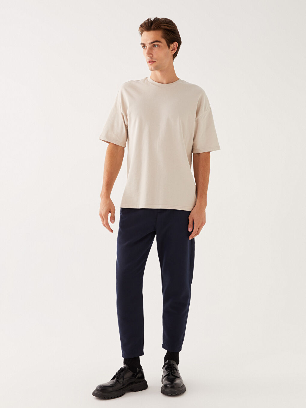 Lacivert Rahat Kalıp Armürlü Erkek Pantolon-2