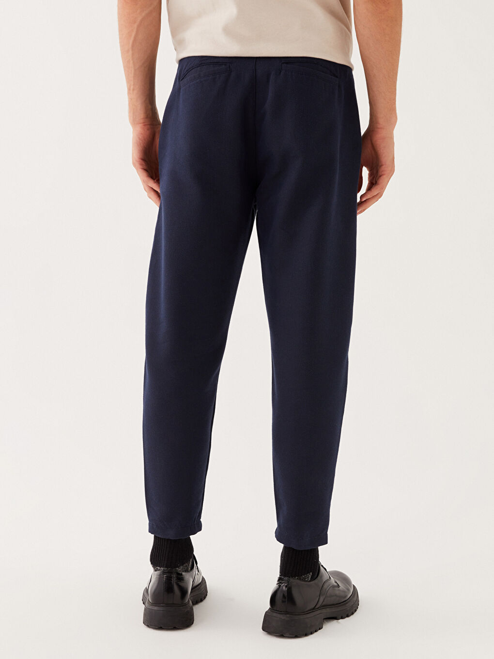 Lacivert Rahat Kalıp Armürlü Erkek Pantolon-4