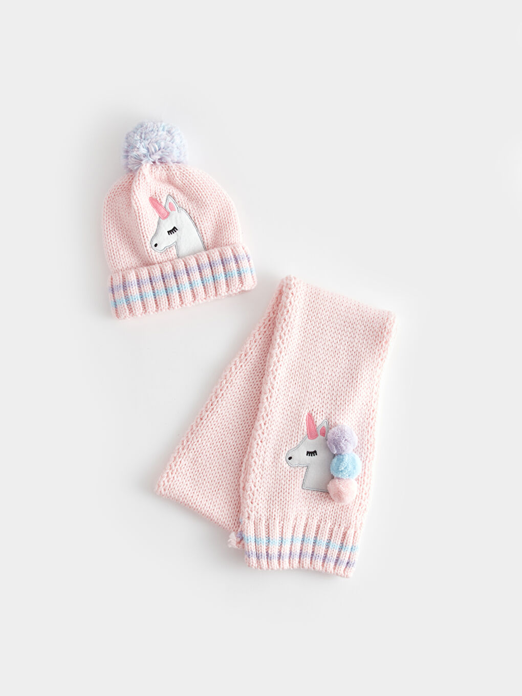 Pom-pom Girls' Scarf and Beanie -W3I942Z4-SKB