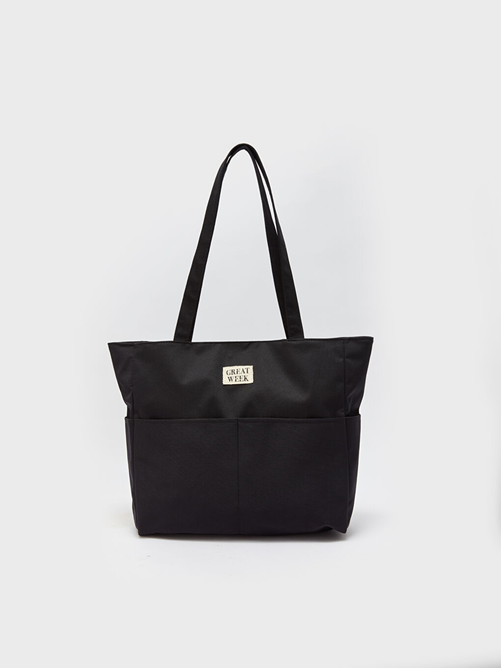 Siyah Deri Görünümlü Kadın Tote Çanta-2