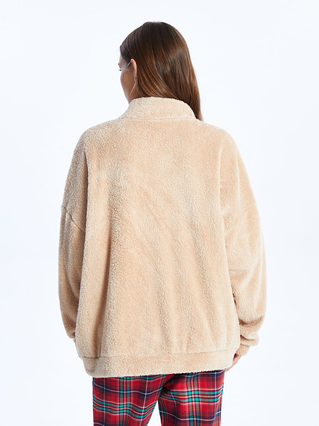 High Collar Embroidered Long Sleeve Zipper Sweatshirt-4