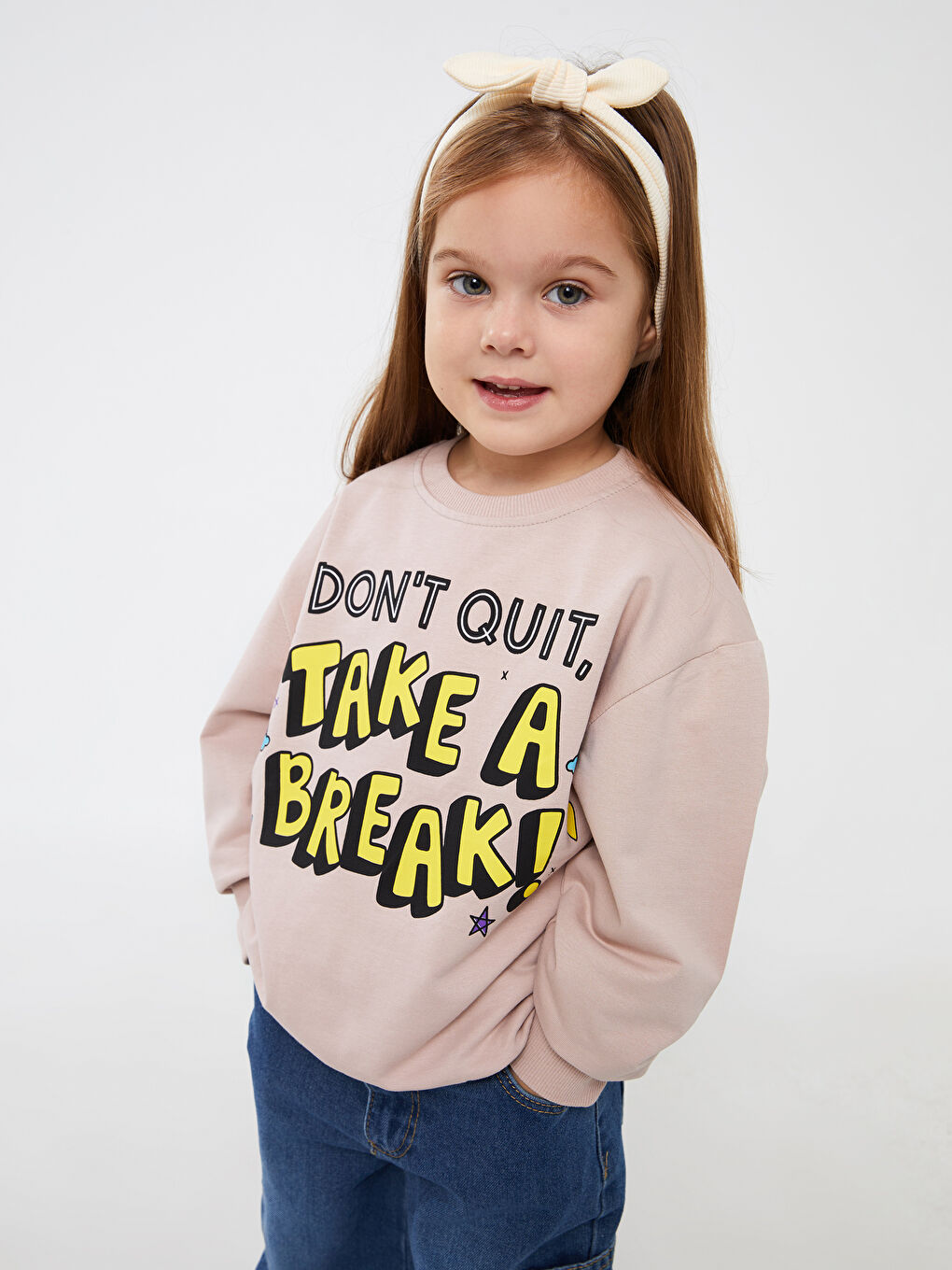 Calimera Kids Deve Tüyü Bisiklet Yaka Baskılı Uzun Kollu Kız Çocuk Sweatshirt - 2