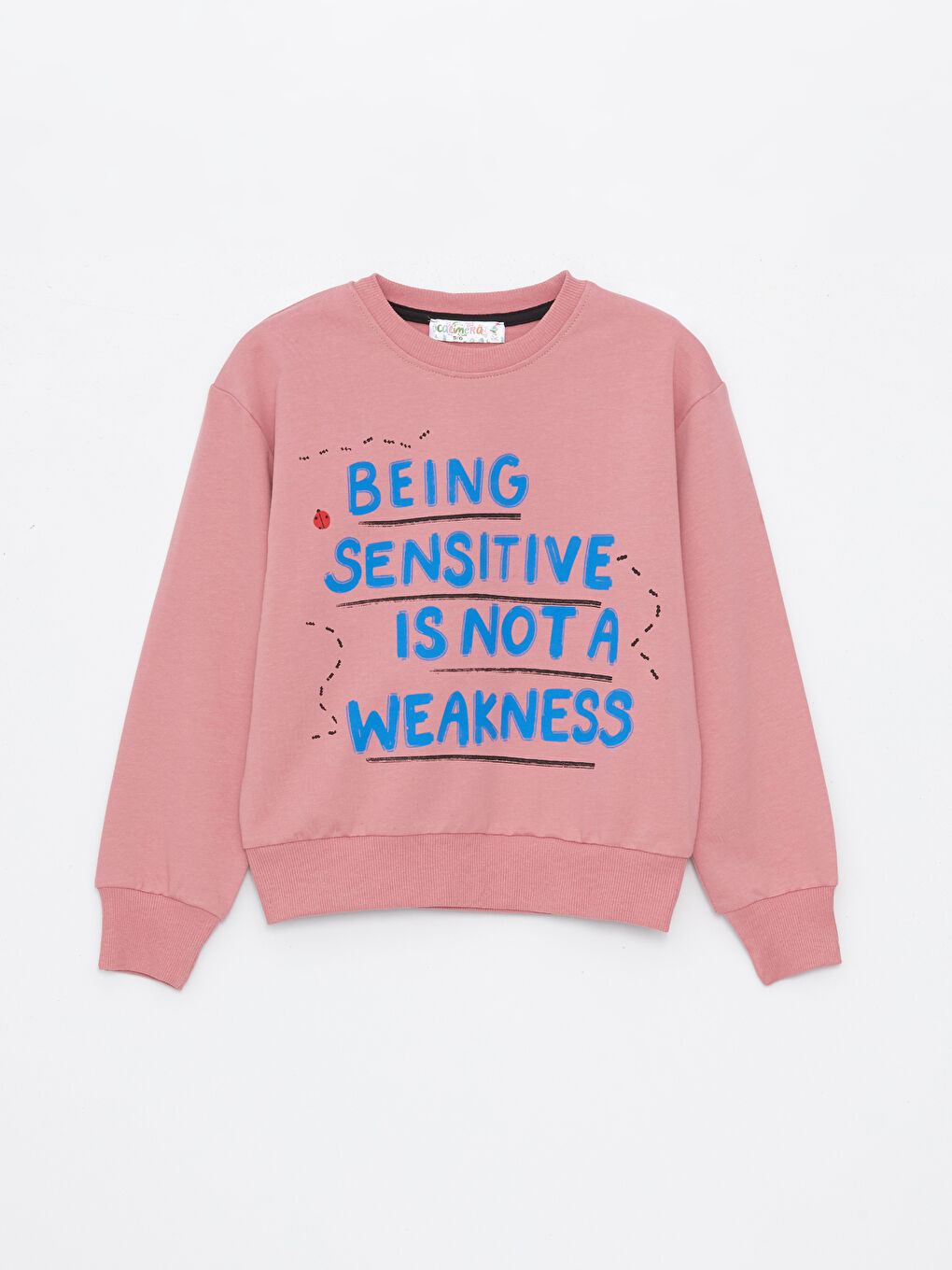 Calimera Kids Pembe Bisiklet Yaka Baskılı Uzun Kollu Kız Çocuk Sweatshirt