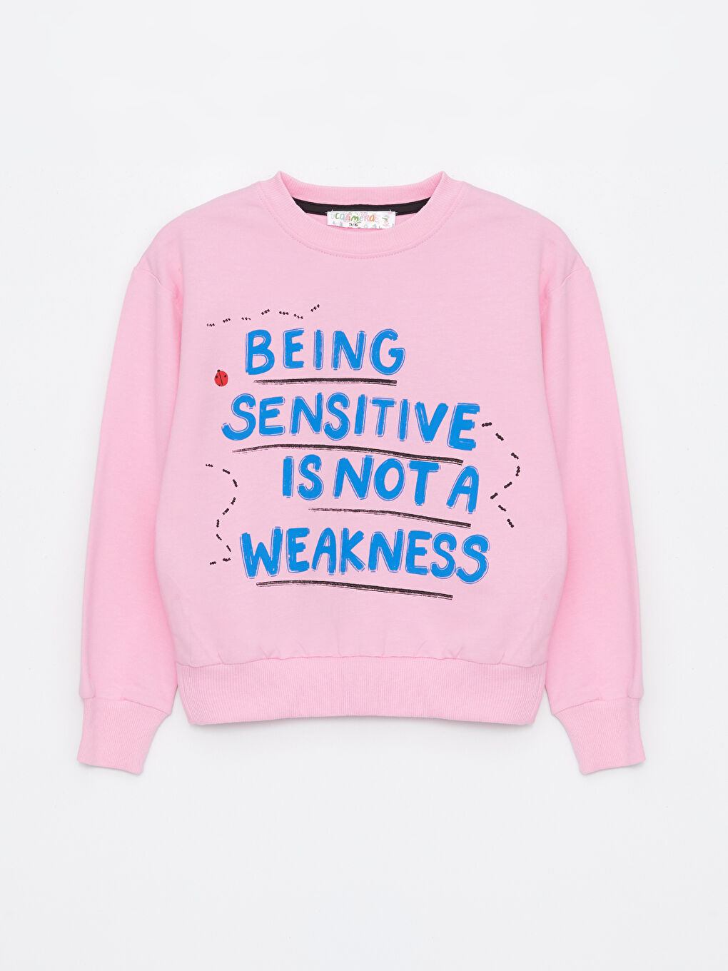 Calimera Kids Pembe Bisiklet Yaka Baskılı Uzun Kollu Kız Çocuk Sweatshirt