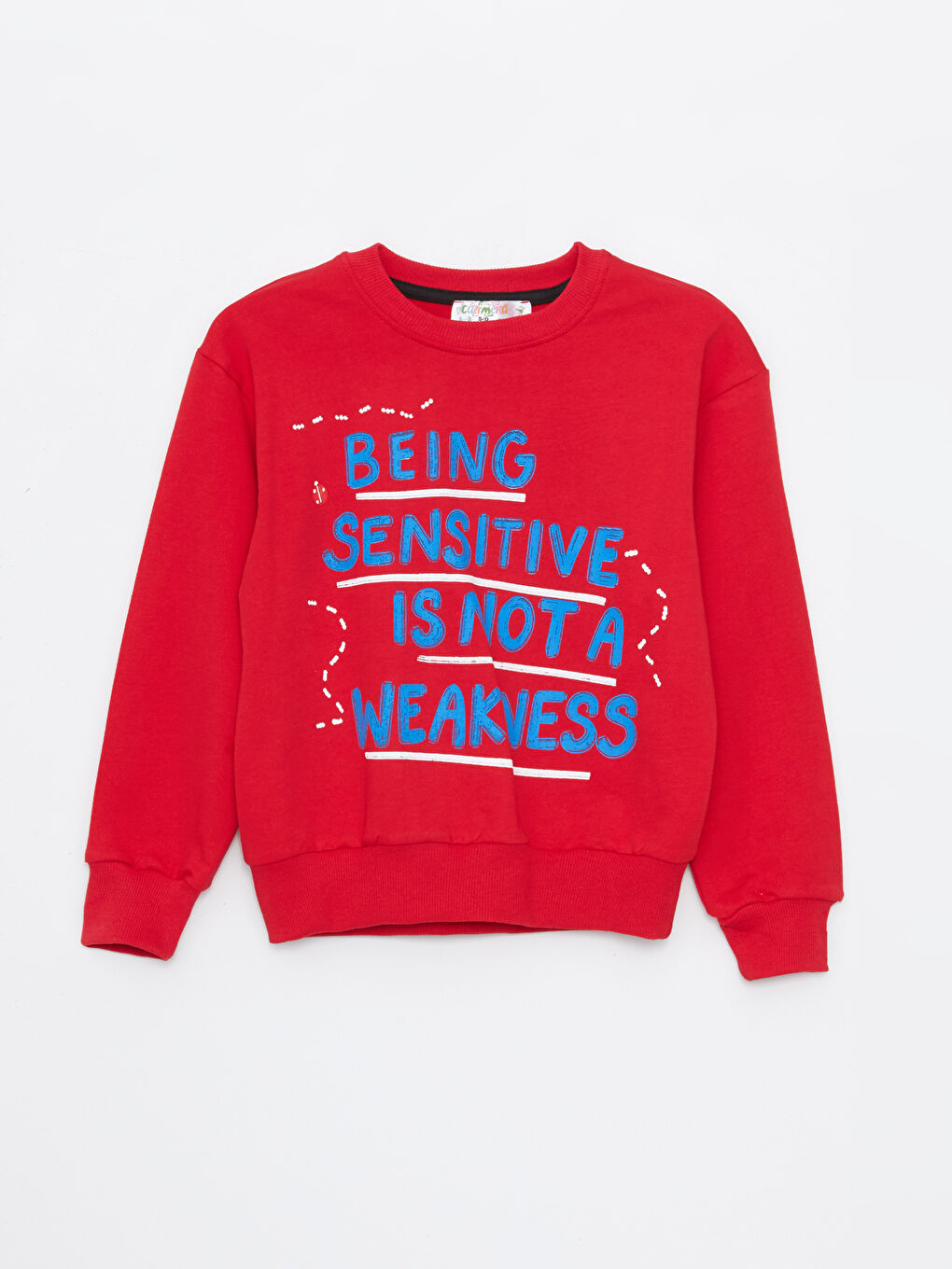 Calimera Kids Kırmızı Bisiklet Yaka Baskılı Uzun Kollu Kız Çocuk Sweatshirt