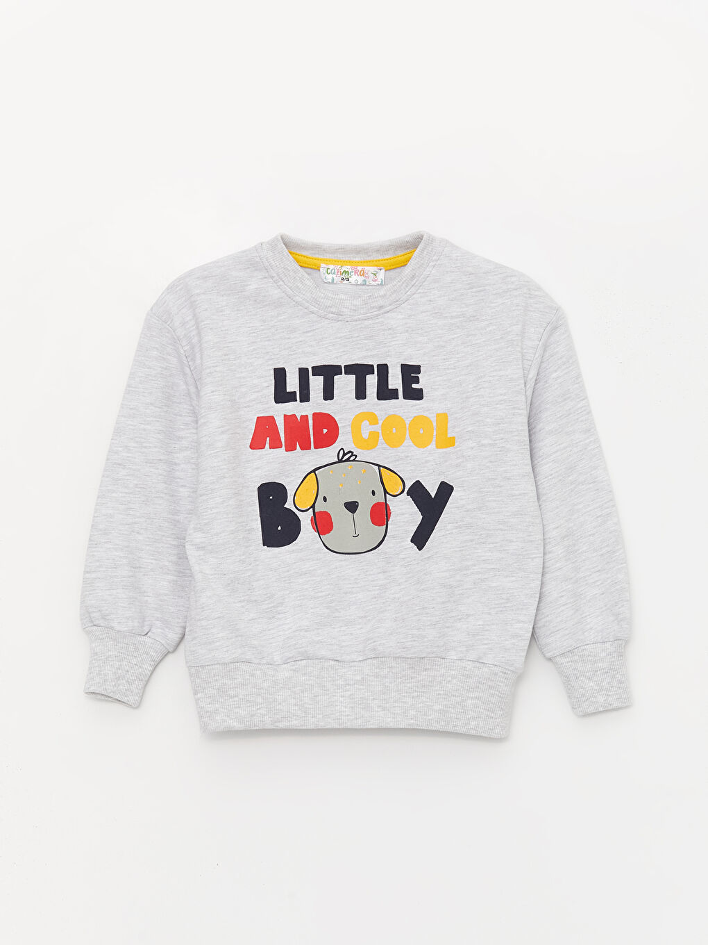 Calimera Kids Gri Melanj Bisiklet Yaka Uzun Kollu Erkek Bebek Sweatshirt