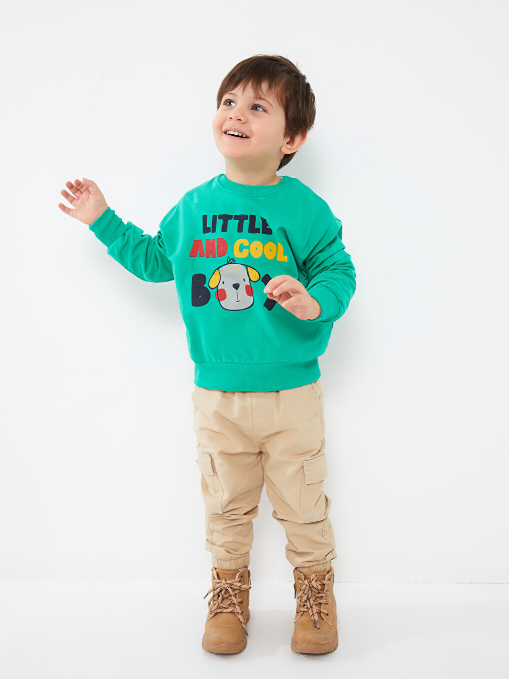 Calimera Kids Yeşil Bisiklet Yaka Uzun Kollu Erkek Bebek Sweatshirt - 1