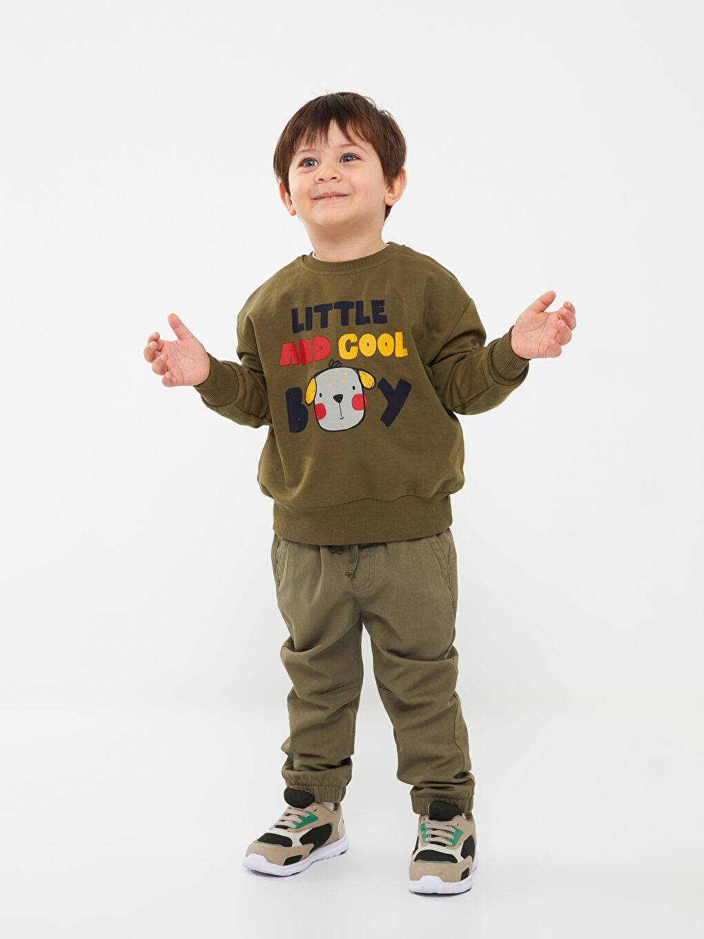 Calimera Kids Haki Bisiklet Yaka Uzun Kollu Erkek Bebek Sweatshirt