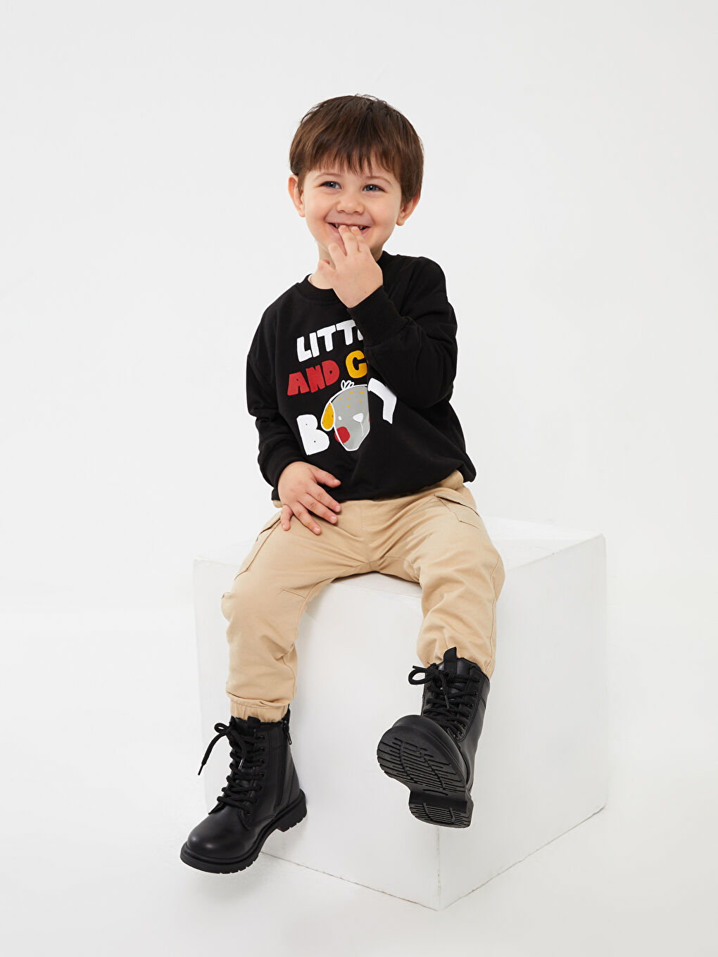 Calimera Kids Siyah Bisiklet Yaka Uzun Kollu Erkek Bebek Sweatshirt - 1