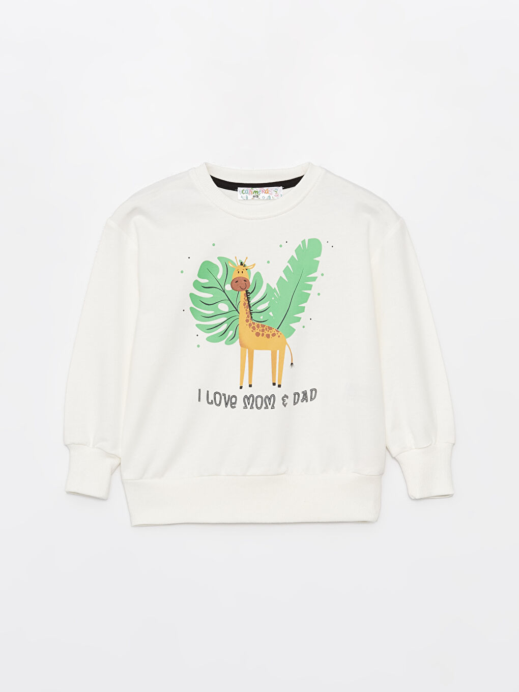 Calimera Kids Ekru Bisiklet Yaka Baskılı Uzun Kollu Erkek Bebek Sweatshirt