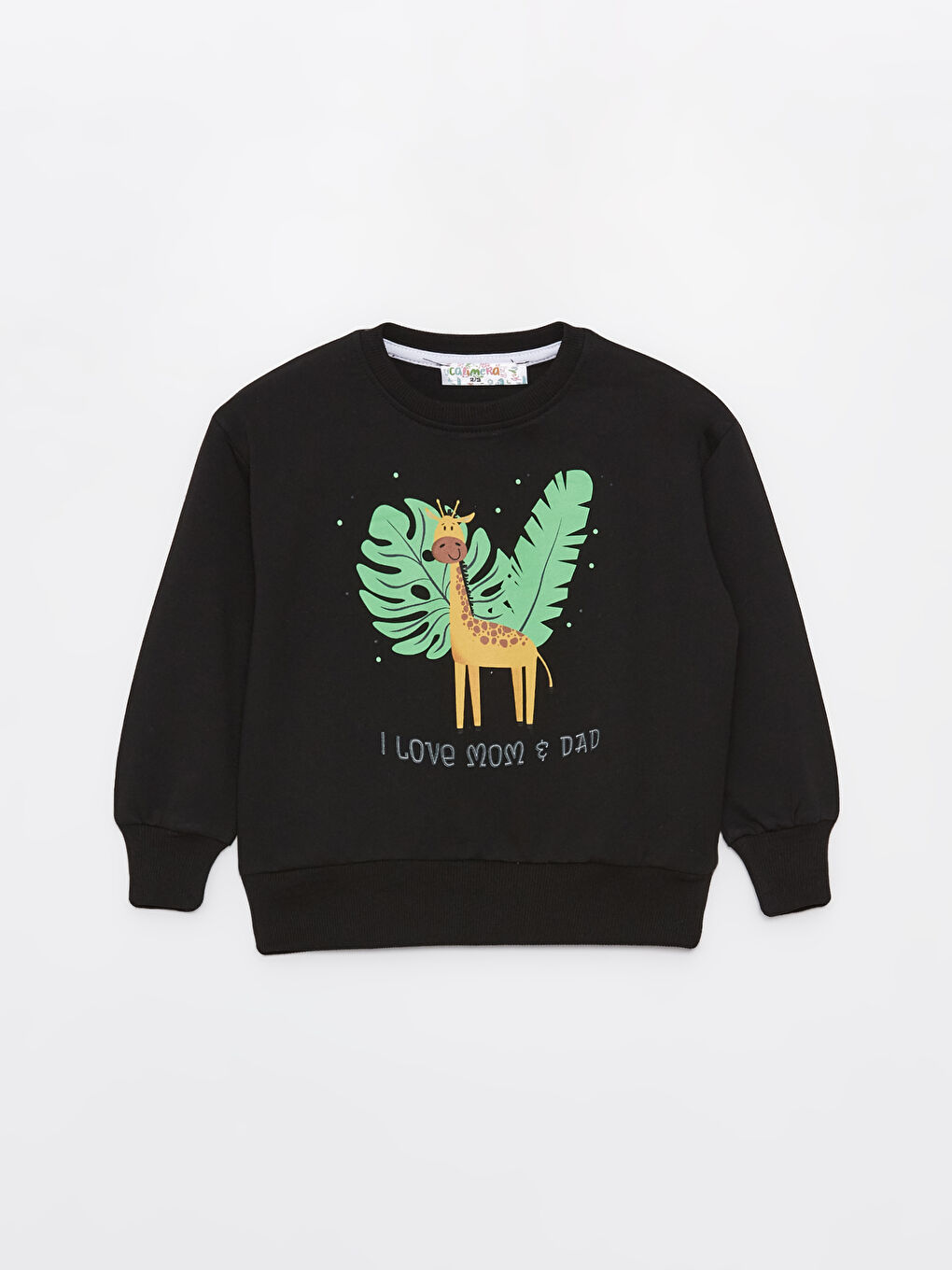 Calimera Kids Siyah Bisiklet Yaka Baskılı Uzun Kollu Erkek Bebek Sweatshirt