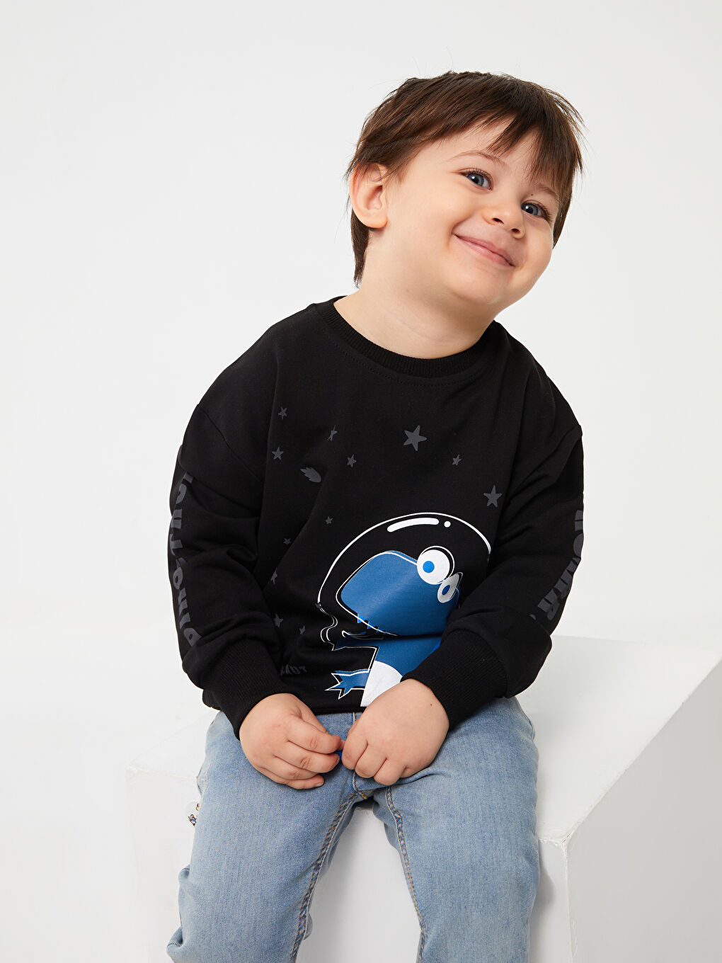 Calimera Kids Siyah Bisiklet Yaka Uzun Kollu Erkek Bebek Sweatshirt - 1