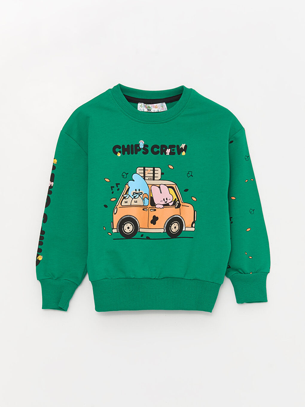 Yeşil Bisiklet Yaka Uzun Kollu Erkek Bebek Sweatshirt-4