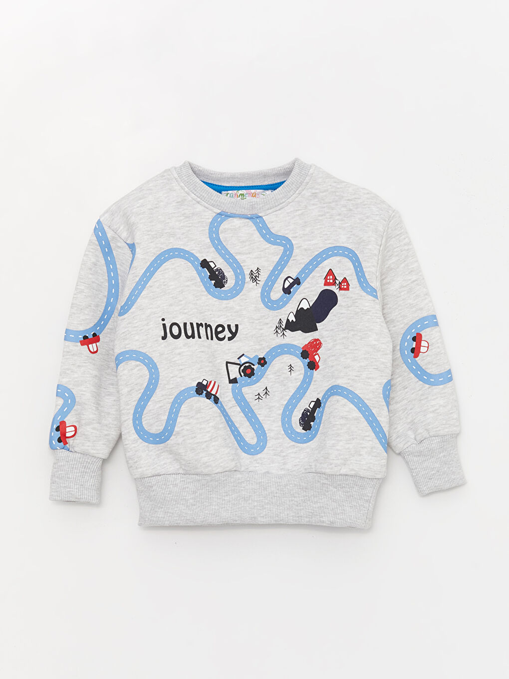 Calimera Kids Gri Melanj Bisiklet Yaka Uzun Kollu Erkek Bebek Sweatshirt