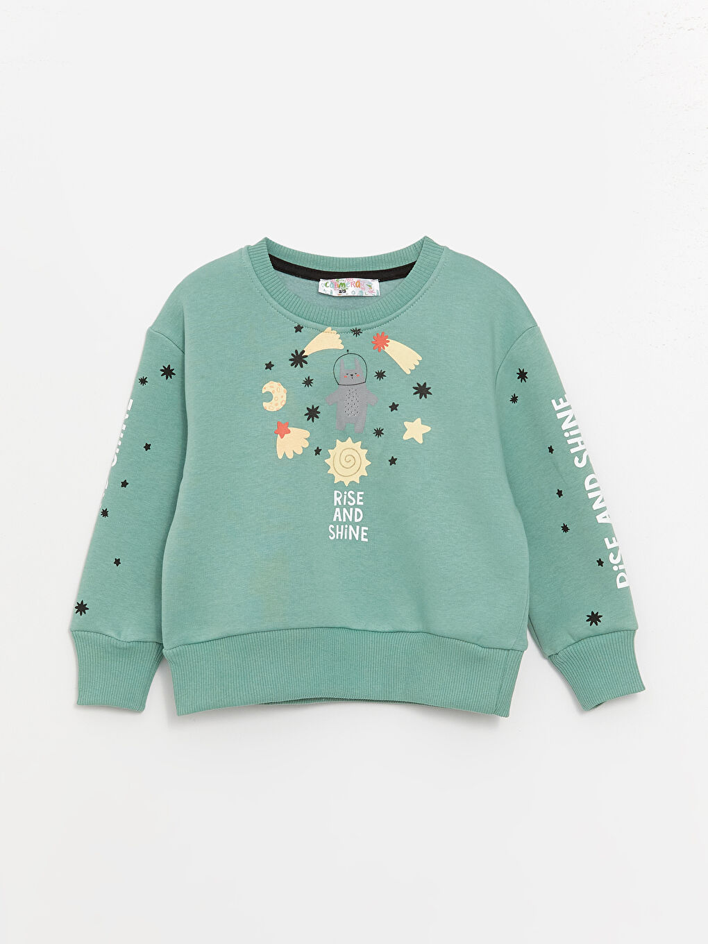 Calimera Kids Yeşil Bisiklet Yaka Uzun Kollu Baskılı Erkek Bebek Sweatshirt - 2