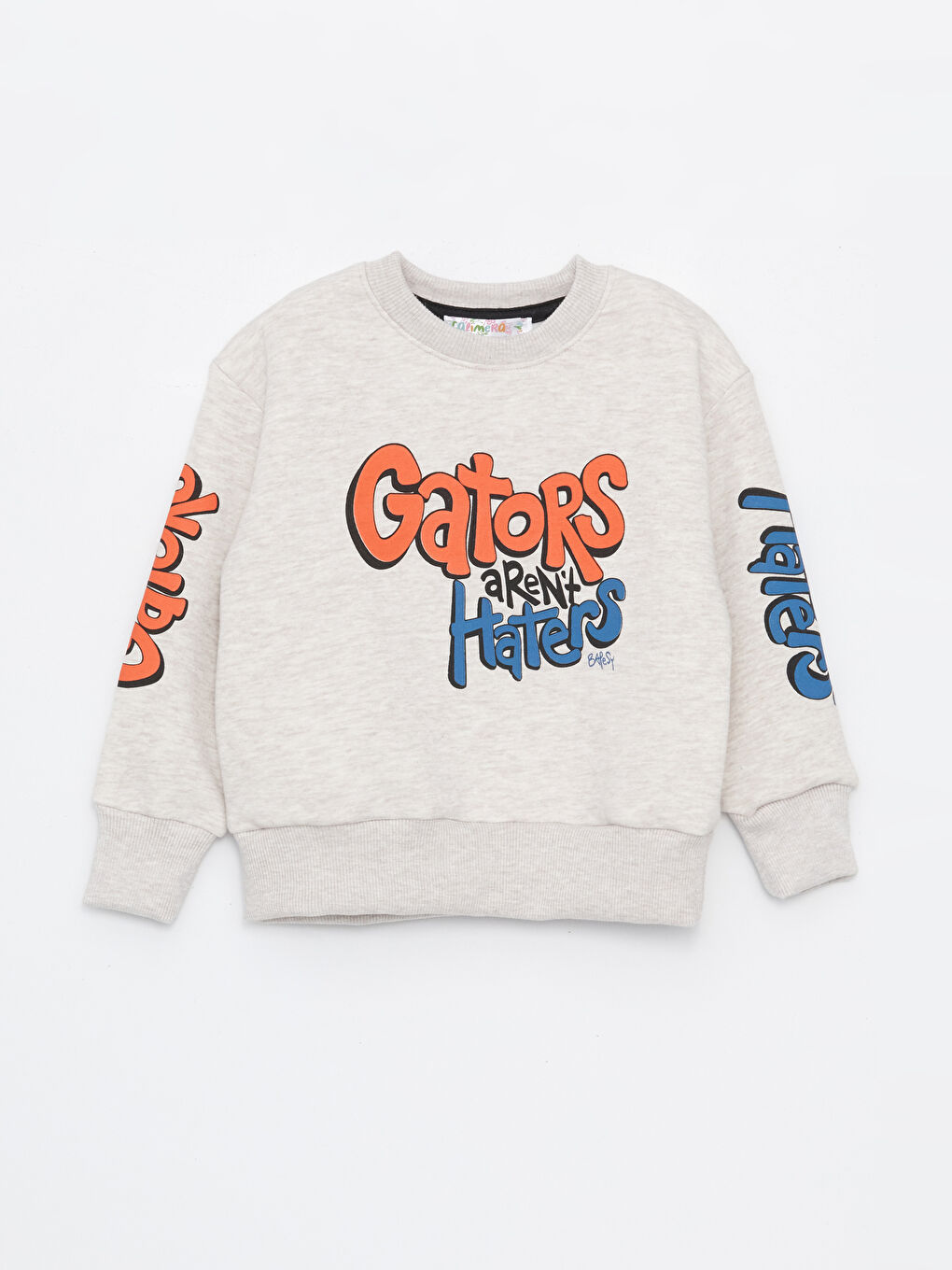 Calimera Kids Açık Gri Bisiklet Yaka Baskılı Uzun Kollu Erkek Bebek Sweatshirt