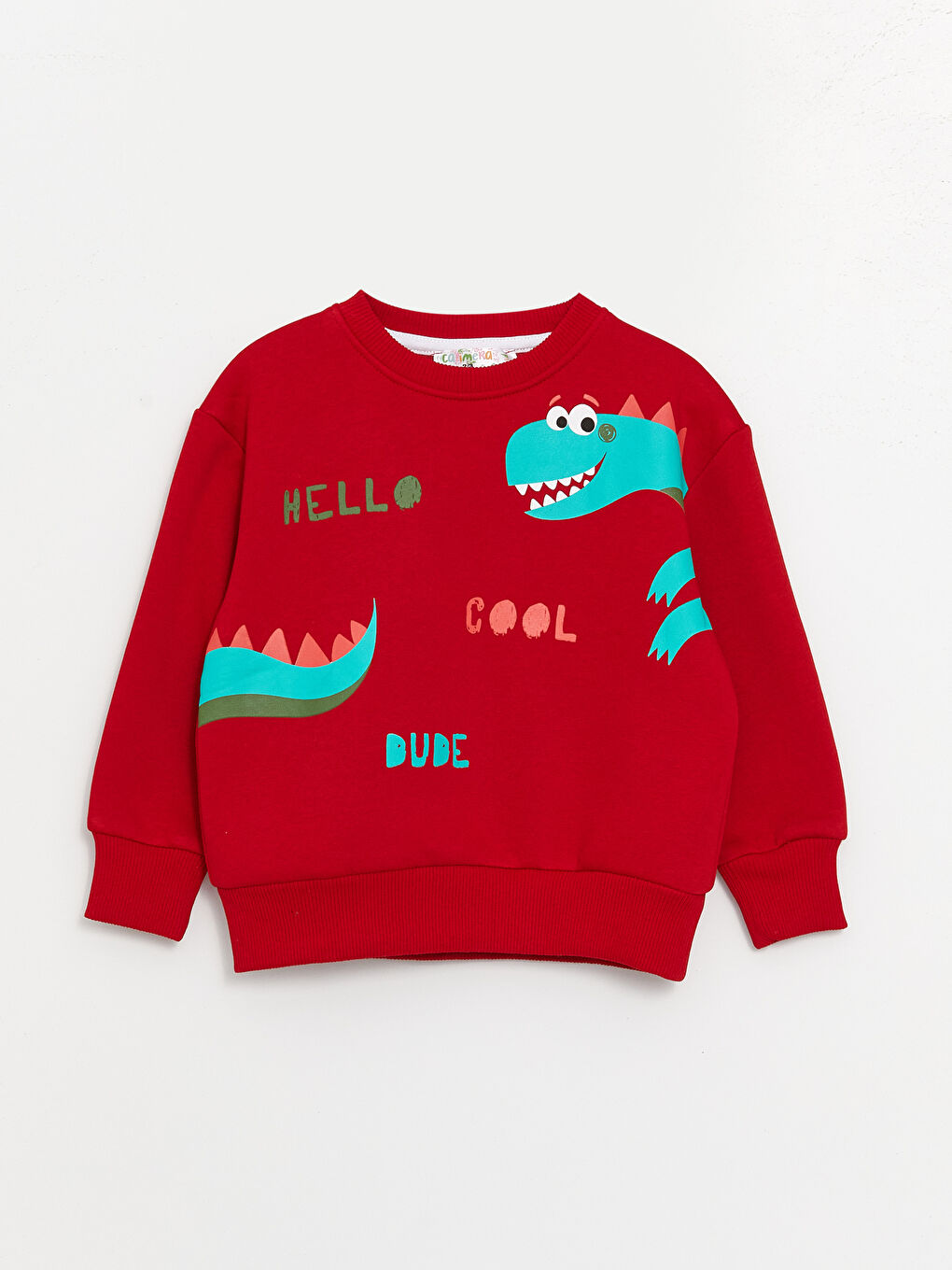 Calimera Kids Kırmızı Bisiklet Yaka Uzun Kollu Baskılı Erkek Bebek Sweatshirt