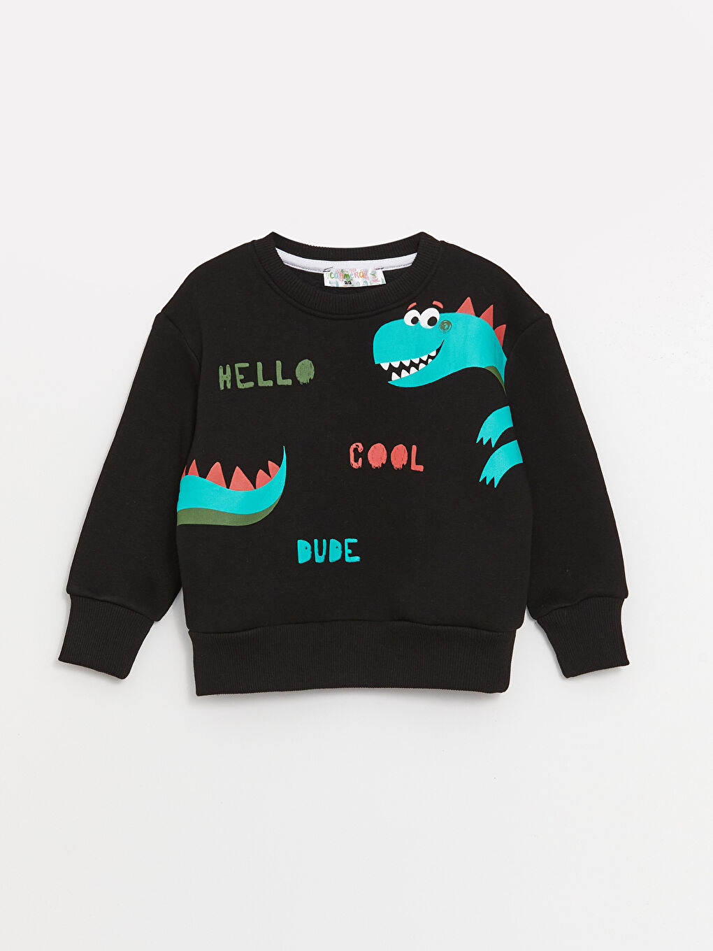 Calimera Kids Siyah Bisiklet Yaka Uzun Kollu Baskılı Erkek Bebek Sweatshirt