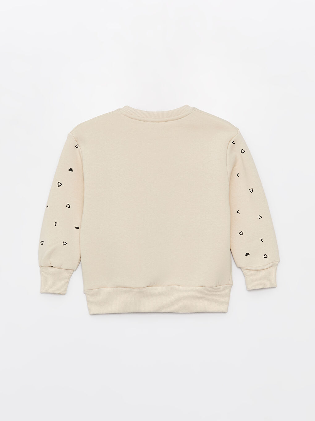 Bej Bisiklet Yaka Baskılı Uzun Kollu Erkek Bebek Sweatshirt-1