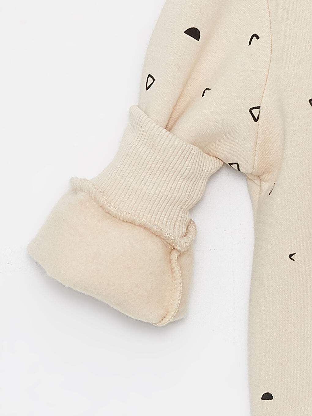 Bej Bisiklet Yaka Baskılı Uzun Kollu Erkek Bebek Sweatshirt-2