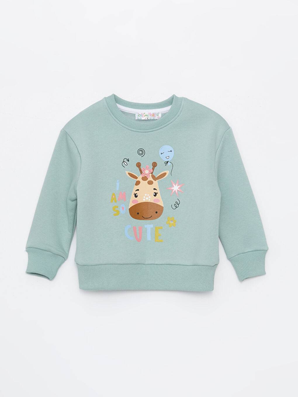 Calimera Kids Yeşil Bisiklet Yaka Uzun Kollu Kız Bebek Sweatshirt