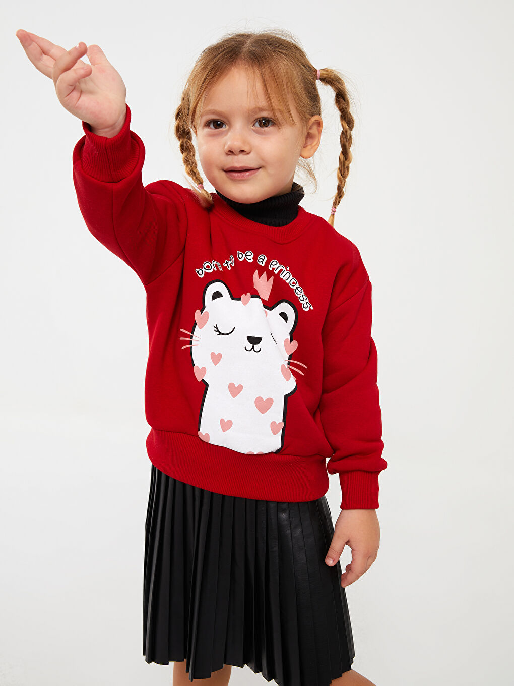 Calimera Kids Kırmızı Bisiklet Yaka Uzun Kollu Kız Bebek Sweatshirt - 1