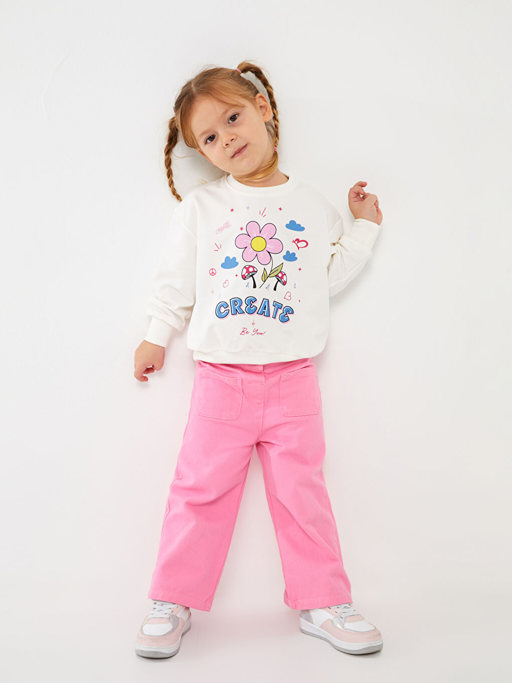 Calimera Kids Ekru Bisiklet Yaka Uzun Kollu Kız Bebek Sweatshirt - 4