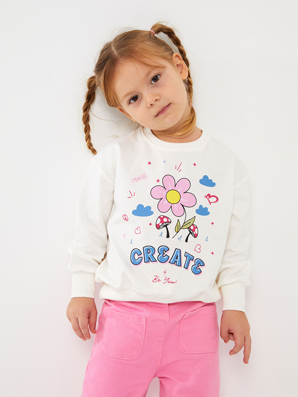 Calimera Kids Ekru Bisiklet Yaka Uzun Kollu Kız Bebek Sweatshirt - 5