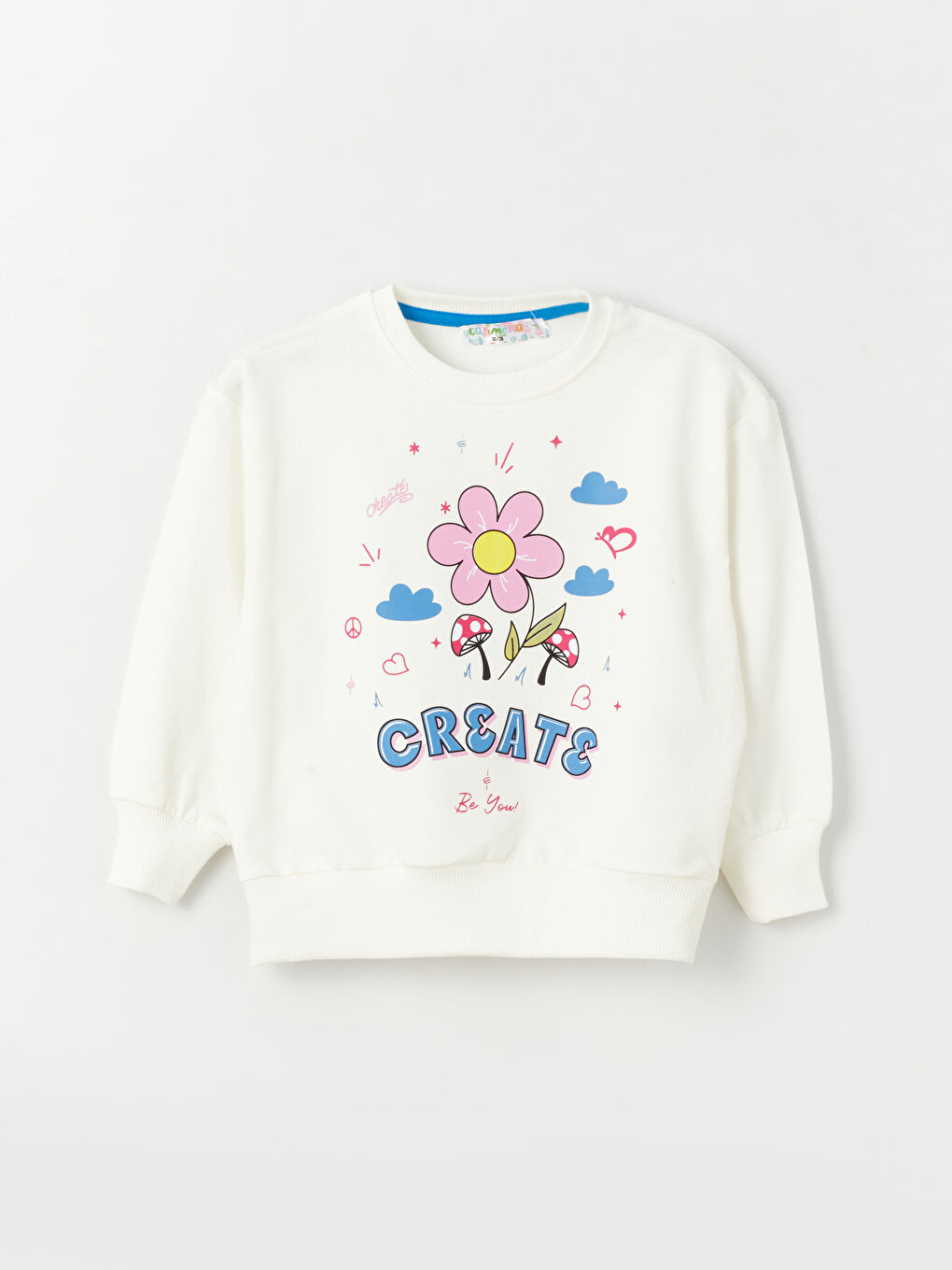 Calimera Kids Ekru Bisiklet Yaka Uzun Kollu Kız Bebek Sweatshirt - 6