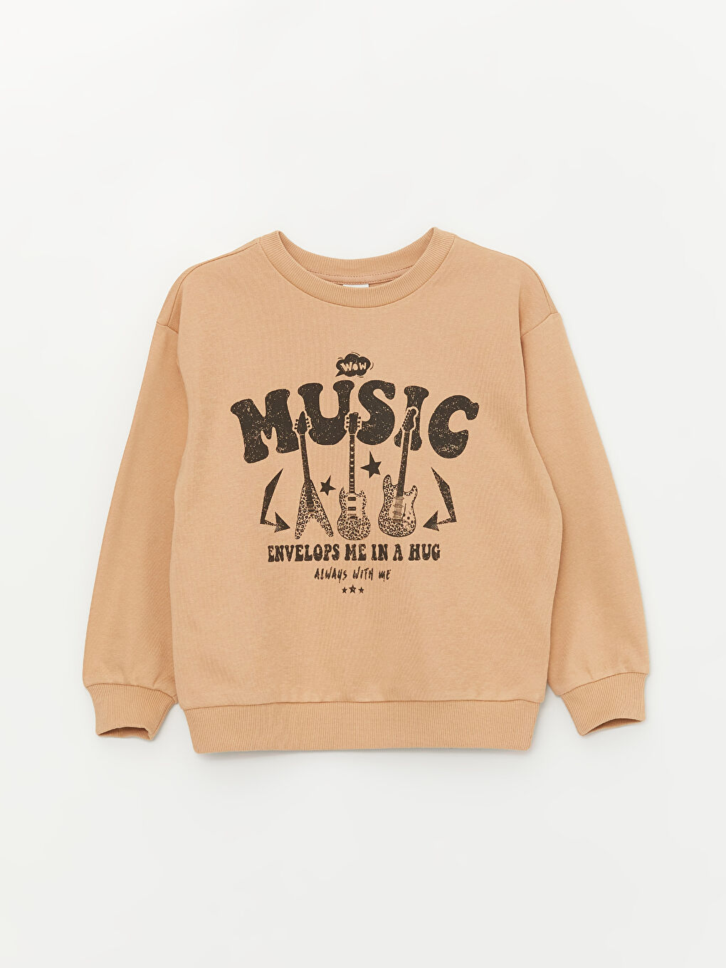 LCW Kids Bej Bisiklet Yaka Kız Çocuk Sweatshirt