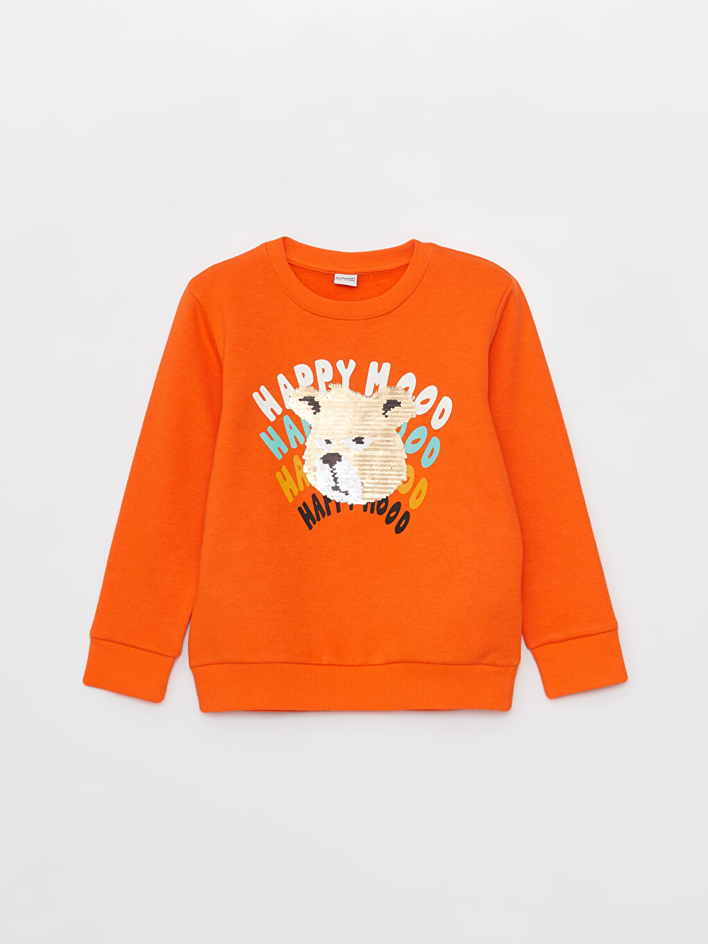 LCW Kids Canlı Turuncu Bisiklet Yaka Baskılı Çift Yönlü Payetli Uzun Kollu Erkek Çocuk Sweatshirt - 2