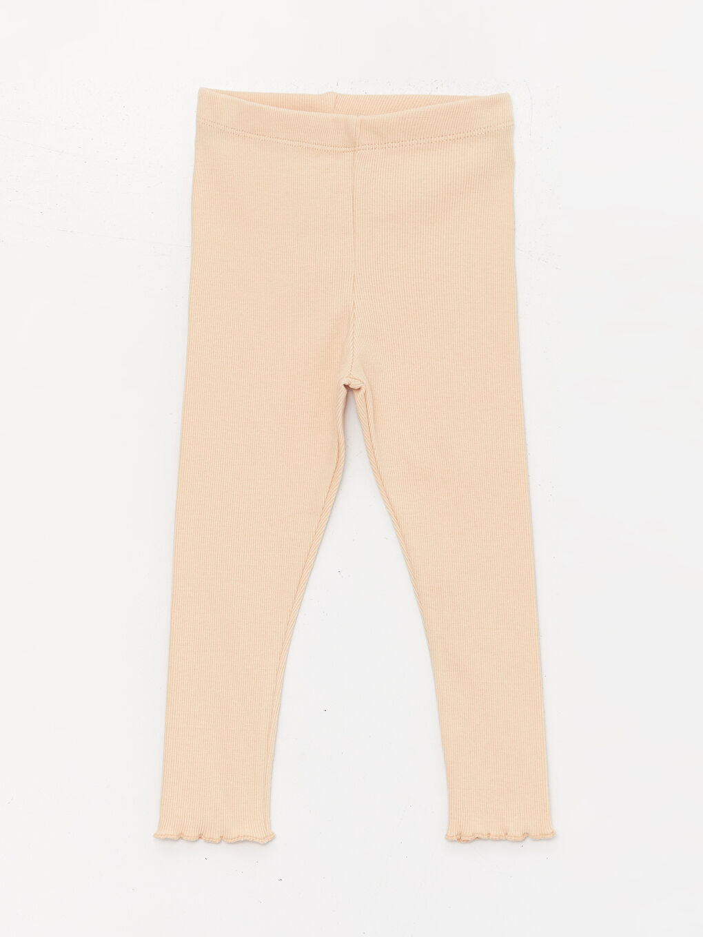 Bej Bisiklet Yaka Uzun Kollu Kız Bebek Tişört ve Tayt 2'li Takım-3