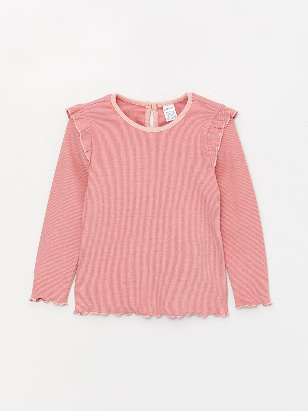 Pembe Bisiklet Yaka Uzun Kollu Kız Bebek Tişört
